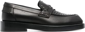Versace Medusa Studded Loafers - Heren - Loafers - Zwart - 42 EU - Leer - Schoenen