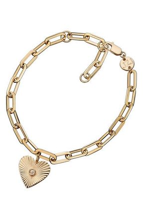 Jennifer Zeuner Malin Heart Charm Bracelet in 14K Yellow Gold Plated Silver at Nordstrom