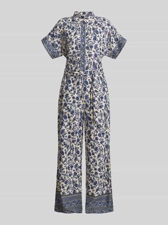 Lollys Laundry Jumpsuit aus Viskose mit Bindeg&uuml;rtel Modell Mathilde in Marine, Gr&ouml;&szlig;e XL