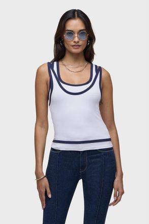 Hudson Layered Tank Top in White Navy at Nordstrom, Size X-Large