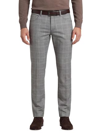 Gardeur katoenen pantalon grijs geruit