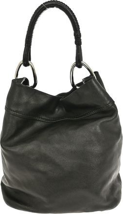 Prada Vintage Handbag Leather Black Leather Handbag (Pre-Owned)