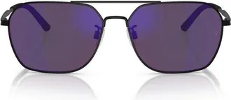 Oliver Peoples 58mm Roger Federer R-17 Irregular Sunglasses in Matte Black /Purple at Nordstrom