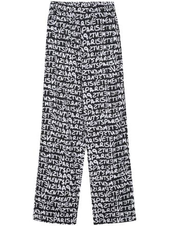 VETEMENTS Katoenen straight broek met logoprint - Zwart