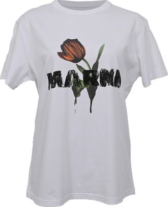 Marni Flora Graphic T-shirt in White Cotton