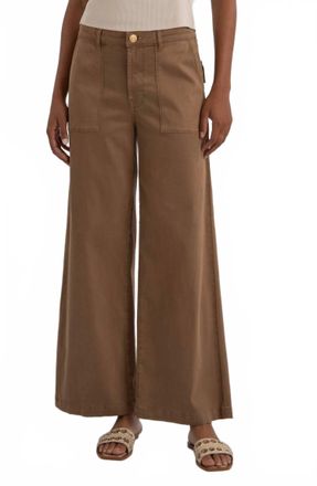 Kut from the Kloth Meg High Waist Ankle Wide Leg Pants In Saddle Brown