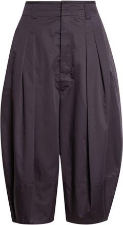Christophe Lemaire High Waist Volume Cotton Sateen Crop Pants in Ink Blue at Nordstrom, Size 10 Us