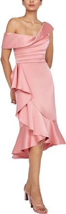 Theia Janice Draped Asymmetric Dress