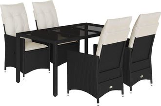 vidaXL Set De Muebles Jard&iacute;n 5 Pzas Con Cojines Rat&aacute;n Sint&eacute;tico Negro Vidaxl