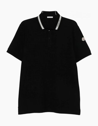 Moncler Mens COLLAR DETAIL POLO - Black - Size: 36