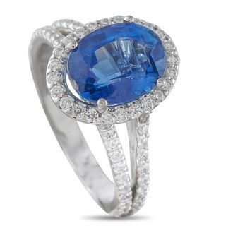 Luxury Bazaar 14K White Gold 0.40ct Diamond and Sapphire Ring MF22-051826