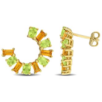 Mimi & Max Multi-Gem Curved Stud Earrings Sterling Silver