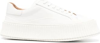 Jil Sander Natural Agnellato Sneakers - Dames - Sneakers - Wit - 39 EU - Schoenen