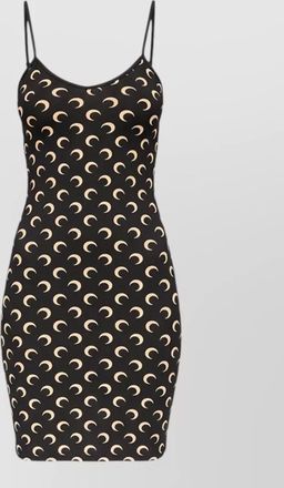 Marine Serre lunar print fitted mini dress scoop neckline