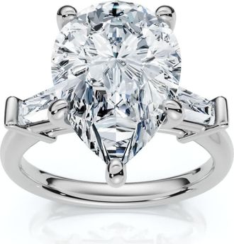 Pompeii3 5 3/4Ct Certified Pear & Baguette Diamond Engagement Ring 14k Gold Lab grown