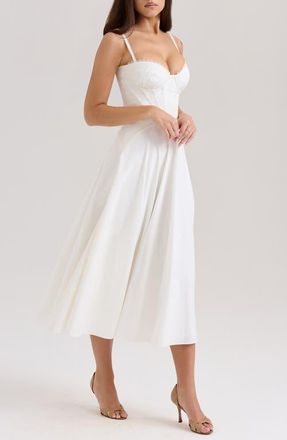 House of CB Steffani Corset Midi Sundress in Cloud Dancer at Nordstrom, Size Large A