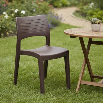 Dmora Silla De Exterior Gaeta, Asiento De Jard&iacute;n, Silla Para Mesa De Comedor, Sill&oacute;n De Exterior, 100% Made In Italy, 50x51h82 Cm, Antracita, Con Embalaje R