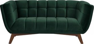 Rendez-Vous D&eacute;co Sof&aacute; de 2 plazas en terciopelo verde oscuro