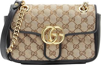 Gucci Beige Gg Canvas Matelasse Gg Marmont Small Flap Bag (Authentic Pre- Loved)