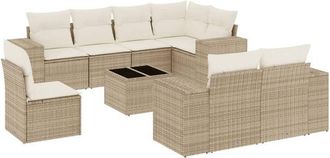 vidaXL Set De Sof&aacute;s De Jard&iacute;n 9 Pzas Con Cojines Rat&aacute;n Sint&eacute;tico Beige Vidaxl