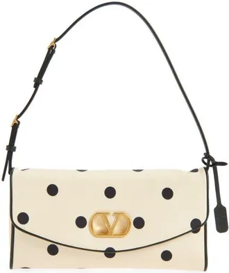 Valentino Garavani DeVain Polka Dot Silk Clutch in Butter at Nordstrom