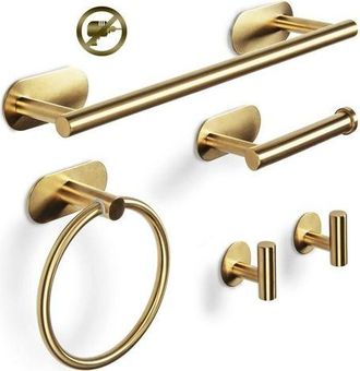 OEM Juego De 5 Barras Para Toallas De Ba&ntilde;o, Soporte Para Toallas, Aro Para Toallas, Gancho, Acero Inoxidable 304, Soporte Para Toallas Autoadhesivo (dorad