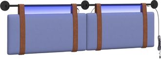 vidaXL Cabecero Colgante Con Luz Led Azul Jeans Pu Antiguo Vidaxl