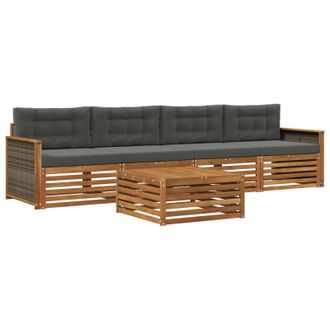 vidaXL Conjunto De Sof&aacute;s De Exterior 5 Pcs Natural Y Antracita Vidaxl