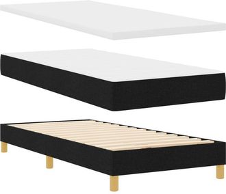 vidaXL Box Spring Bed with Mattress Cream 90x200 cm Fabric Black Vidaxl