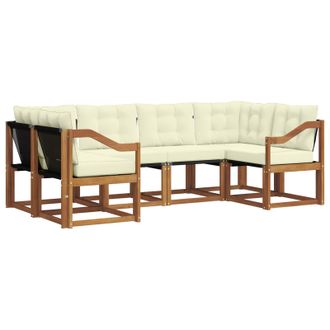 vidaXL Conjunto De Sof&aacute;s De Exterior Con Coj&iacute;n 6 Pcs Natural Y Crema Vidaxl