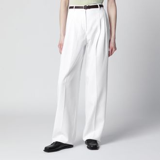 Max Mara Pantaloni bianchi in cotone
