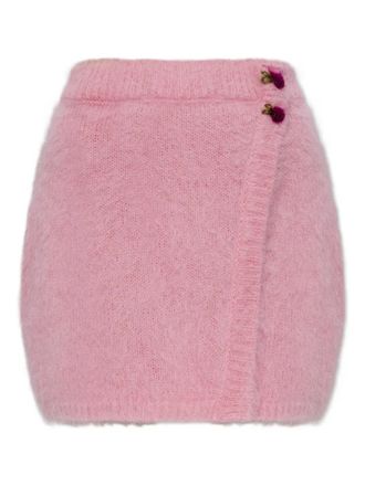 Alessandra Rich flower-button skirt - women - Mohair/Wool/Polyamide - 42 - Pink