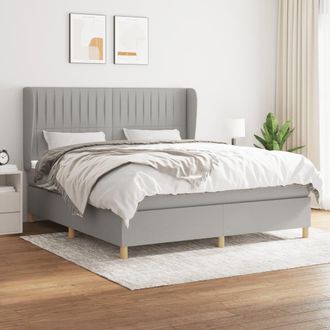 vidaXL Vidaxl - Cama Box Spring Con Colch&oacute;n Tela Gris Claro 160x200 Cm