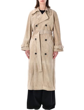 s.w.o.r.d Doppiopetto Suede Leather Belted Trench