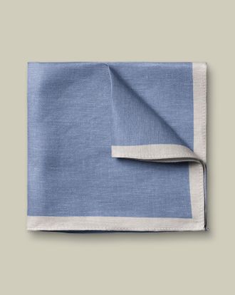CHARLES TYRWHITT Silk Linen Pocket Square - Heather Blue Size OSFA by Charles Tyrwhitt