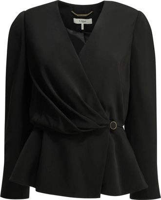 Chlo&eacute; Top peplum drappeggiato - - Blouses & Shirts - Donna - Nero - S