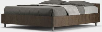 ITYhome Cama Doble Contenedor 160x190cm En Madera De Nogal Nuamo Noix