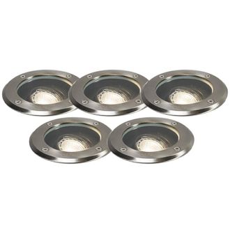 QAZQA Moderno Set De 5 Focos Exteriores Acero Inoxidable Ip65 - Delux Vidrio /pl&aacute;stico / Redonda Adecuado Para Led Max. 5 X 50 Watt - Qazqa