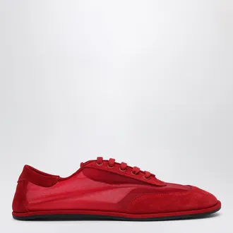 Dear Frances Red sneakers in semi-sheer mesh and suede