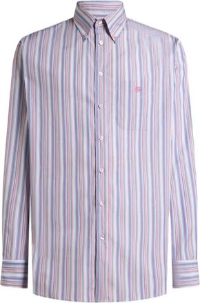 Etro Camicia a righe con ricamo Pegaso - Blu