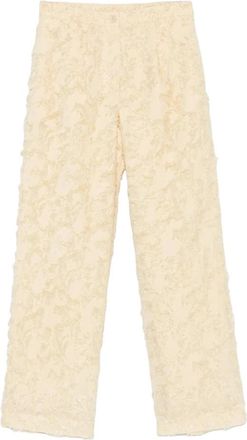 Sams&oslash;e & Sams&oslash;e Stoffige Gele Satove Broek - Dames - Straight fit broeken - Beige - S - Broeken