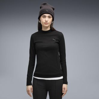 Puma T-shirt a maniche lunghe HER da donna, Abbigliamento, Nero, XL