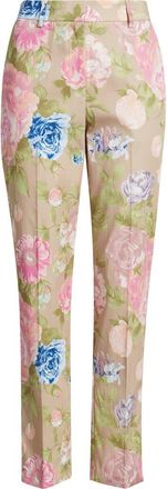 Tahari by ASL Floral Print Pants in Taupe Multi at Nordstrom, Size 10