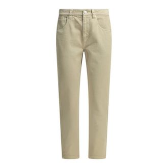 Brunello Cucinelli Slim-fit jeans - Dames - Jeans - Beige - Maat: M Leer