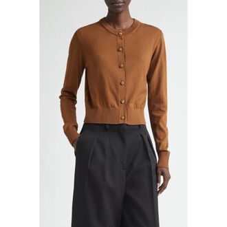 Altuzarra Maddox Cotton & Silk Cardigan in Toffee at Nordstrom, Size X-Small