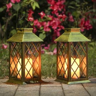 Elle Juego De 2 Faroles Solares Con Efecto Vela, Iluminaci&oacute;n Solar Para Decoraci&oacute;n De Jard&iacute;n Exterior, Farol Solar Con Forma De Vela. [clase Energ&eacute;tica A++