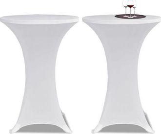 OEM Set Di 2 Tovaglie Rotonde Con Angoli Quadrati In Spandex Bianco Elasticizzato, 80 X 110 Cm, Ideali Per Cocktail, Matrimoni, Compleanni E Banchetti