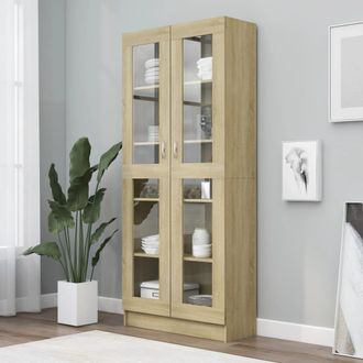 vidaXL Vitrina De Madera De Ingenier&iacute;a Roble Sonoma 82,5x30,5x185,5 Cm Vidaxl
