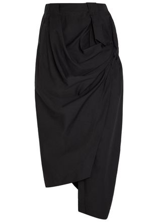 Issey Miyake Twisted Draped Cotton-blend Trousers - Black - 1