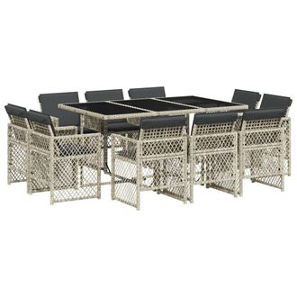 vidaXL Vidaxl Set Pranzo Giardino 11pz Con Cuscini Grigio Chiaro